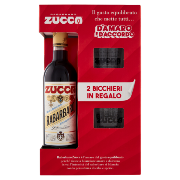 Zucca Rabarbaro 70 cl + 2 Bicchieri in Regalo