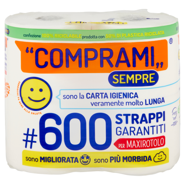 Comprami Sempre Carta Igienica #600 Strappi Maxirotoli 4 pz
