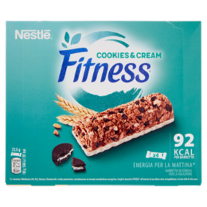FITNESS Cookies&Cream Barrette Cereali Integrali Con Biscotti e Cioccolato Bianco 4 Pezzi Da 23,5g