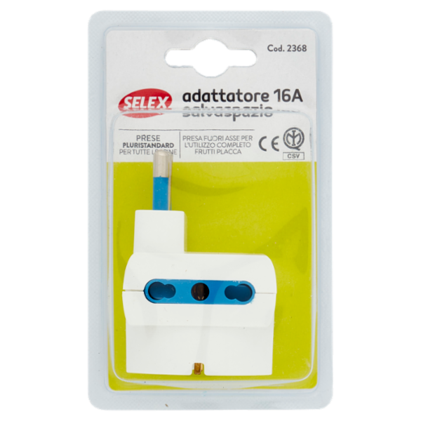 Selex Adattatore Pluristandard Spina 16A + 2 Prese 10/16A(Ita) + 1 presa 10-16A(Ted) Bianco