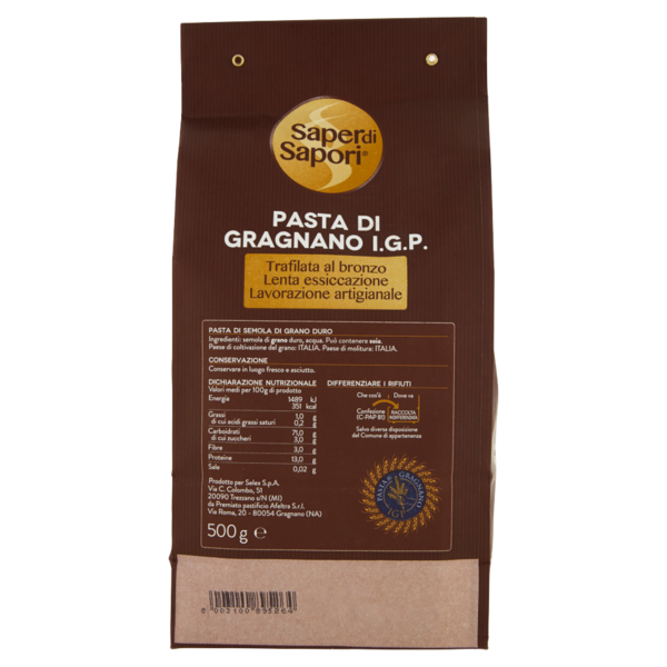 Selex Saper di Sapori Pasta di Semola di Gragnano I.G.P. Fusilloni 500 g