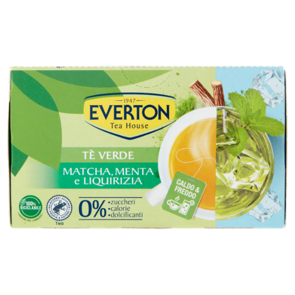 Everton Tè Verde Matcha, Menta e Liquirizia 16 x 2,5 g