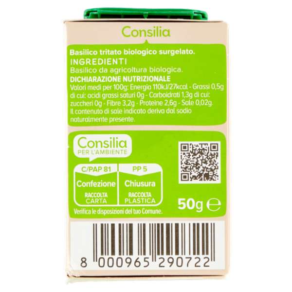 Consilia Basilico Tritato Surgelato Biologico 50 g
