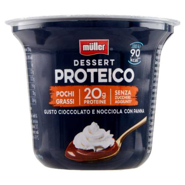 müller Dessert Proteico Gusto Cioccolato e Nocciola con Panna 200 g
