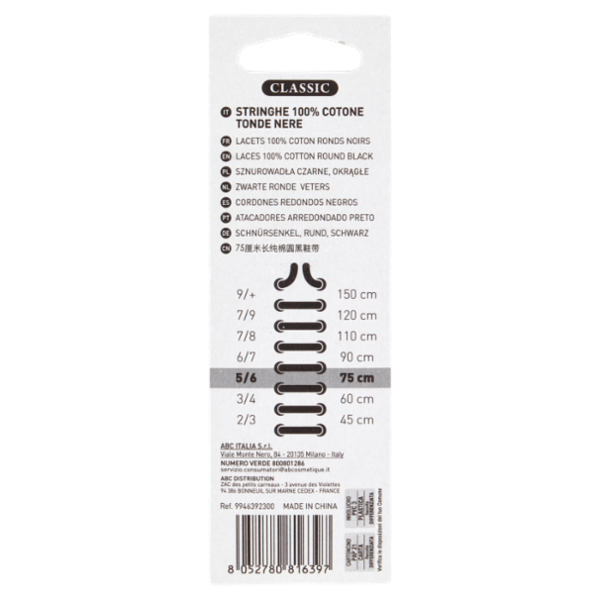 Shoes'Xpert Classic Tonde Nere 75cm 5/6 2 Paia