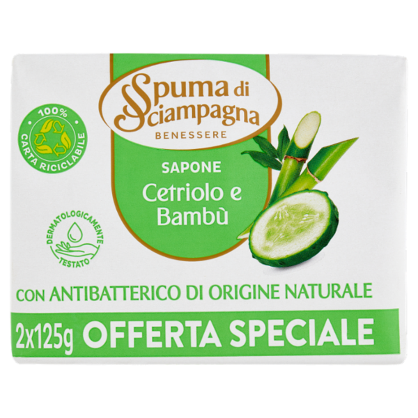 Spuma di Sciampagna Benessere Sapone Cetriolo e Bambù 2 x 125 g
