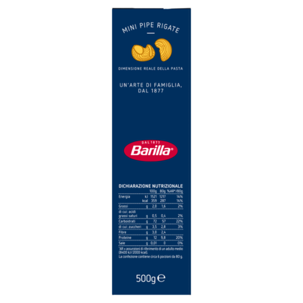 Barilla Pasta Piccolini Mini Pipe Rigate 500g