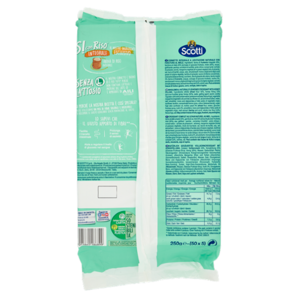 Riso Scotti Si con Riso Senza Lattosio Cornetto Integrale con Miele 5 x 50 g