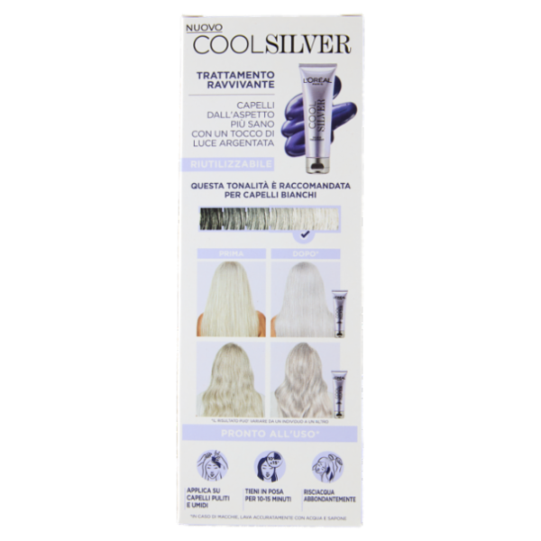 L'Oréal Paris Cool Silver Bianco Puro Trattamento Ravvivante, per Capelli Bianchi, 114 ml