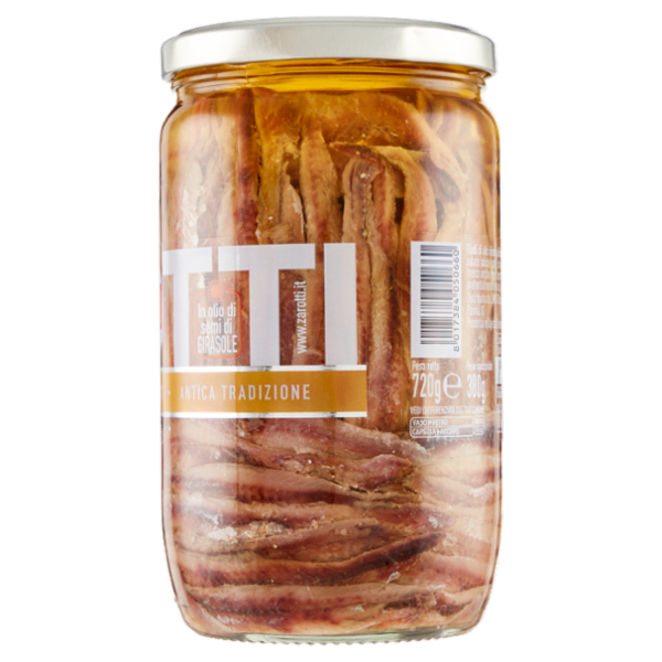Zarotti Filetti di Alici Classici in olio di semi di Girasole 720 g