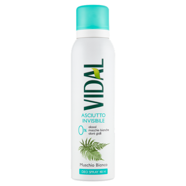Vidal Asciutto Invisibile Muschio Bianco Deo Spray 48h 150 ml