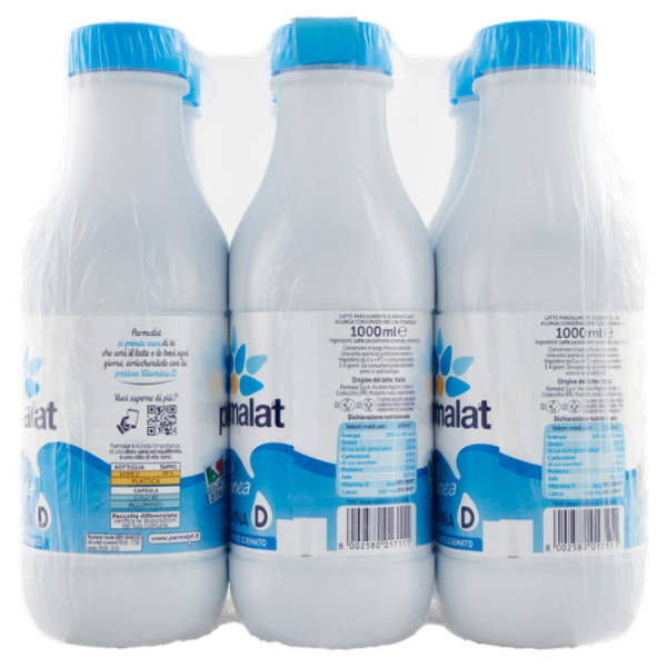 parmalat Bontà e Linea con Vitamina D 100% Latte d'Italia Latte Parzialmente Scremato 6 x 1000 ml
