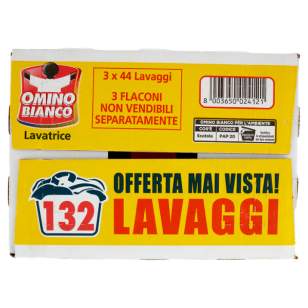 Omino Bianco Detersivo Lavatrice Liquido Igienizzante 3 x 44 Lavaggi 3 x 1760 ml