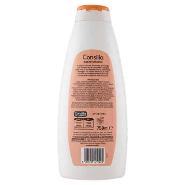 Consilia Bagno Schiuma Rilassante Camomilla e Vaniglia 750 ml