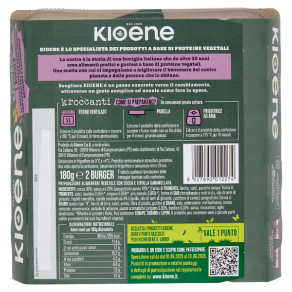 Kioene Kroccanti 2 Burger di Zucca e Cipolle Caramellate 180 g