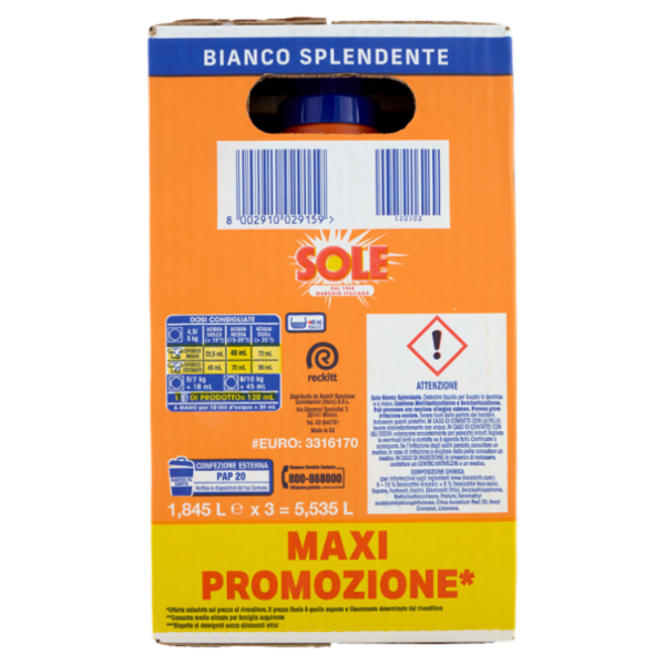 Sole Bianco Splendente (tripacco) 123 lavaggi 3 x 1,845 L