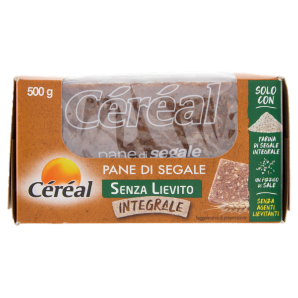 Céréal Senza Lievito Pane di Segale Integrale, solo con Farina di Segale integrale - 500 g
