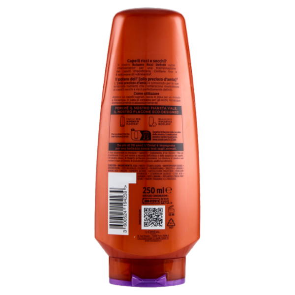 Elvive Olio Straordinario d'Amla Balsamo Ricci Definiti, per Capelli Ricci, Secchi, 250 ml