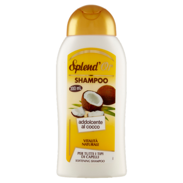 Splend'Or Shampoo addolcente al cocco per Tutti i Tipi di Capelli 300 mL