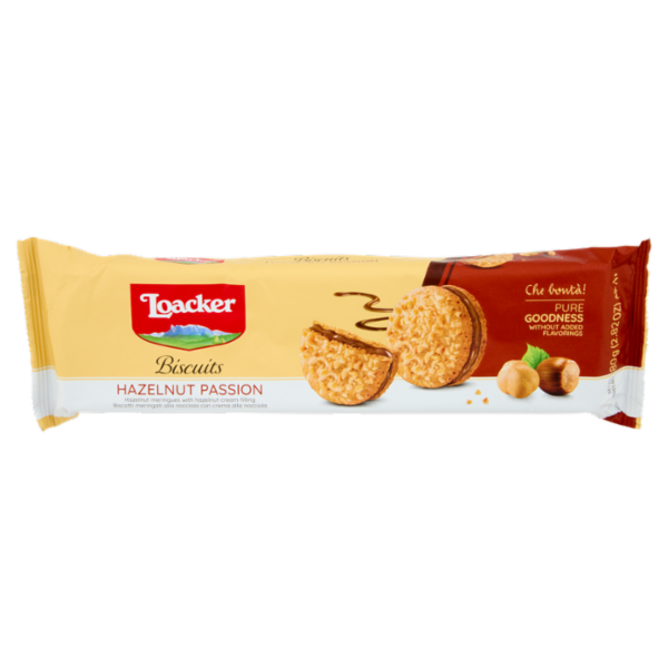 Loacker Biscuits Hazelnut Passion Biscotti meringati con crema alla Nocciola 80g