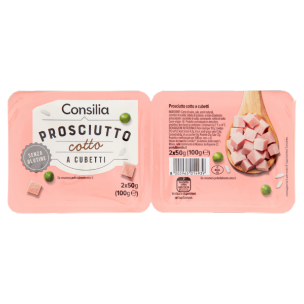 Consilia Prosciutto Cotto a Cubetti in Confezioni Salvafreschezza 2x50g