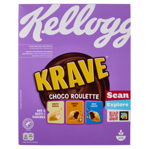 Kellogg's Krave Choco Roulette White Choco - Choco Nut - Milk Choco 375 g