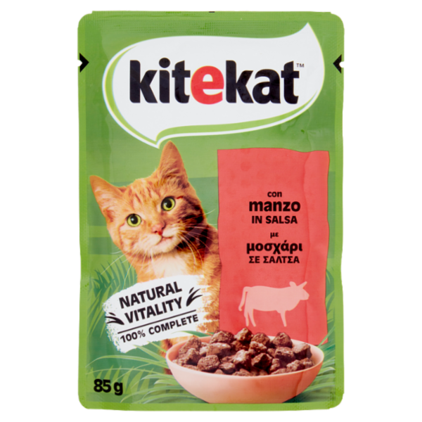 Kitekat Cibo Umido Gatto con Manzo in Salsa Bustina 85g