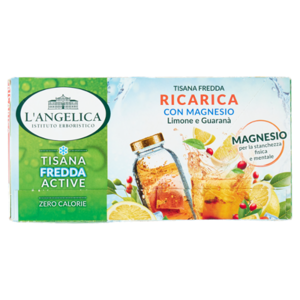 L'Angelica Tisana Fredda Ricarica con Magnesio Limone con Guaranà 18 Filtri 36 g