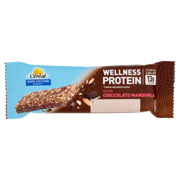 Céréal Senza Zuccheri Aggiunti Barretta Wellness Protein, Cioccolato Mandorla, 13g di proteine - 45g