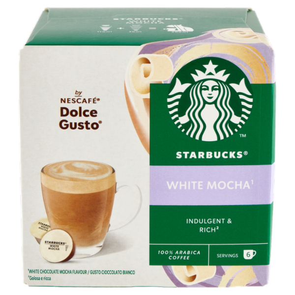 STARBUCKS White Mocha by Nescafé Dolce Gusto Latte al Cioccolato Bianco con Caffè 12 Capsule 123 g