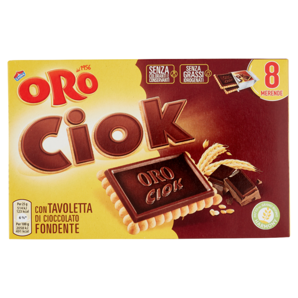 Oro Ciok biscotto con Tavoletta di Cioccolato fondente - 8 x 25 g