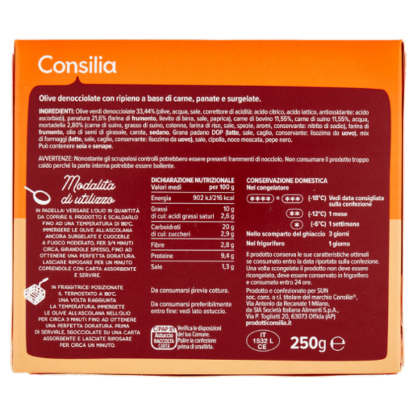 Consilia Olive Ripiene All'Ascolana Surgelate 250 g