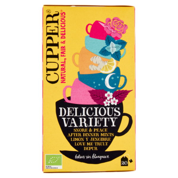 CUPPER Cofanetto Mix di Tisane Biologiche, Confezione Assortita di 5 Infusi, 20 Bustine 40 g