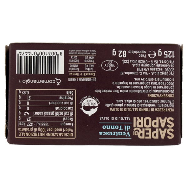 Selex Saper di Sapori Ventresca di Tonno all'Olio di Oliva 125 g