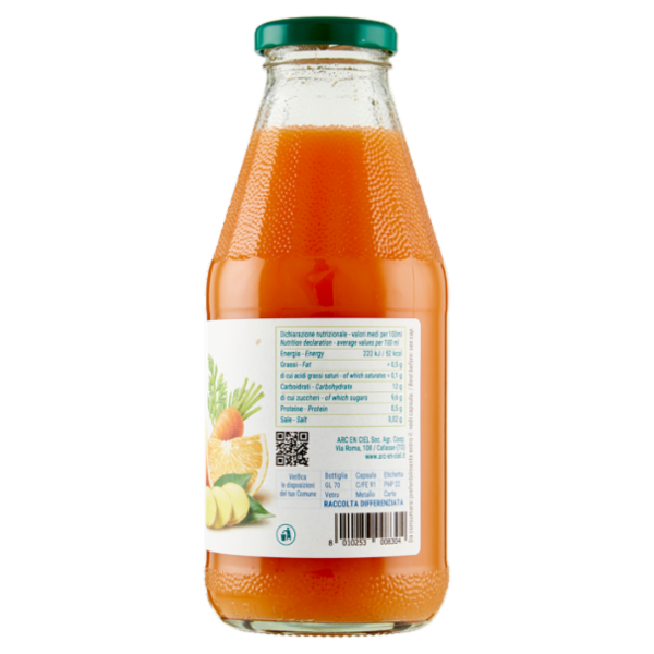 Bio Più Ti Voglio Bere Arancia, Carota, Limone e Zenzero 500 ml