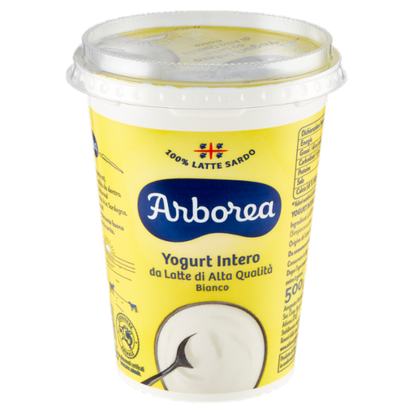 Arborea Yogurt Intero da Latte di Alta Qualità Bianco 500 g