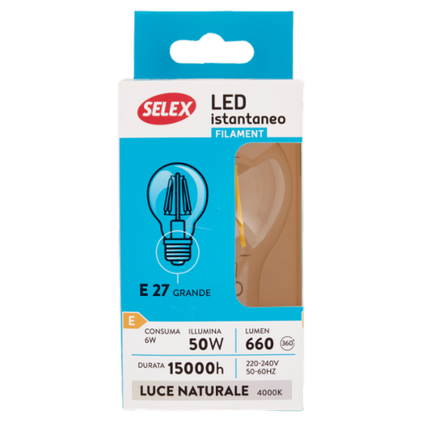 Selex Lampadina Led Filamento Goccia E27 6W