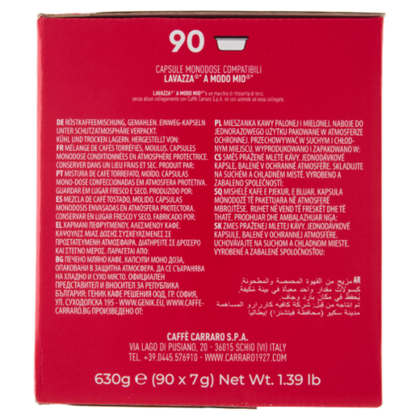 Carraro Primo Mattino Capsule Compatibili Lavazza* A Modo Mio* 90 x 7 g