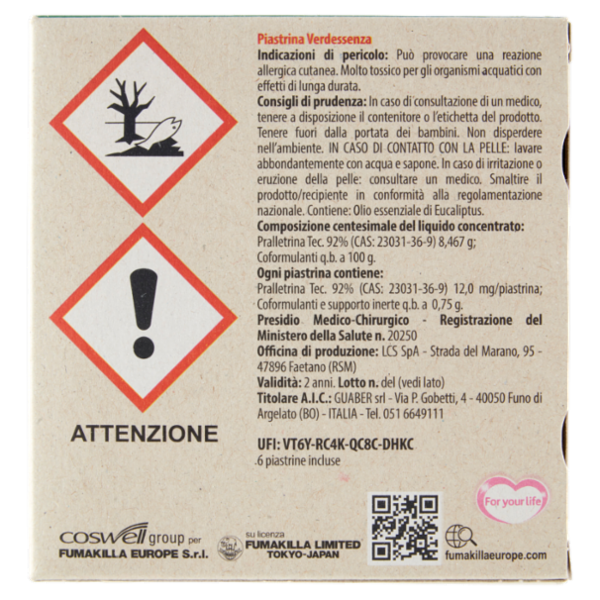 VAPE Elettroemanatore Piastrine Verdessenza + 6 Ricariche