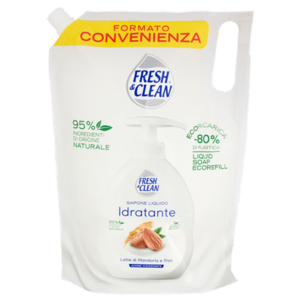 Fresh & Clean Sapone Liquido Idratante Latte di Mandorla e Riso Ecoricarica 1000 ml