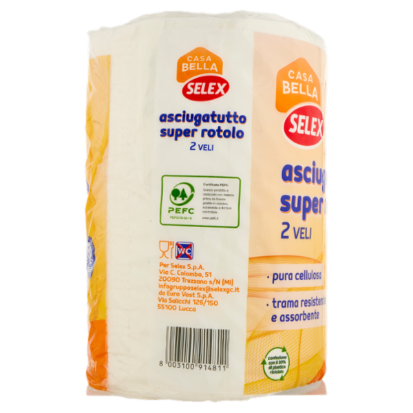 Selex Casa Bella Asciugatutto 2 Veli Super Rotolo 200 Strappi