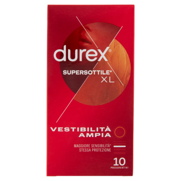 Durex SuperSottile Vestibilità Extra-Large Preservativi Sottili, 10 Profilattici