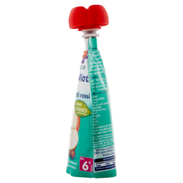 HiPP Biologico Frutta Frullata Plus⁺ Mela, pera e frutti rossi con ferro 90 g