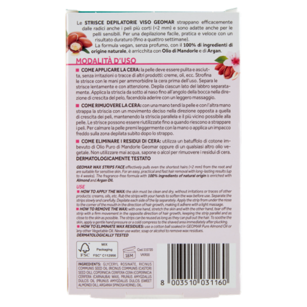 Geomar Strisce Depilatorie Viso 20 pz
