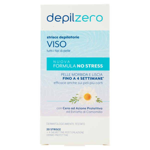 depilzero Strisce Depilatorie Viso e Bikini 20 Strisce + 4 salviettine