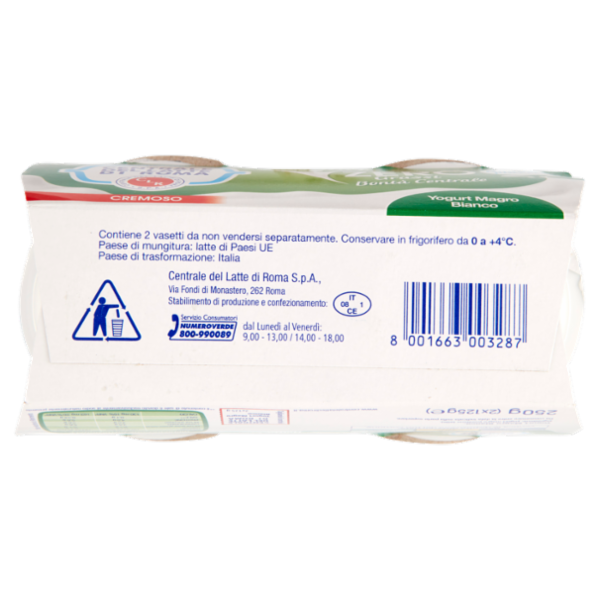 Centrale del Latte di Roma Zero Grassi Yogurt Magro Bianco 2 x 125 g