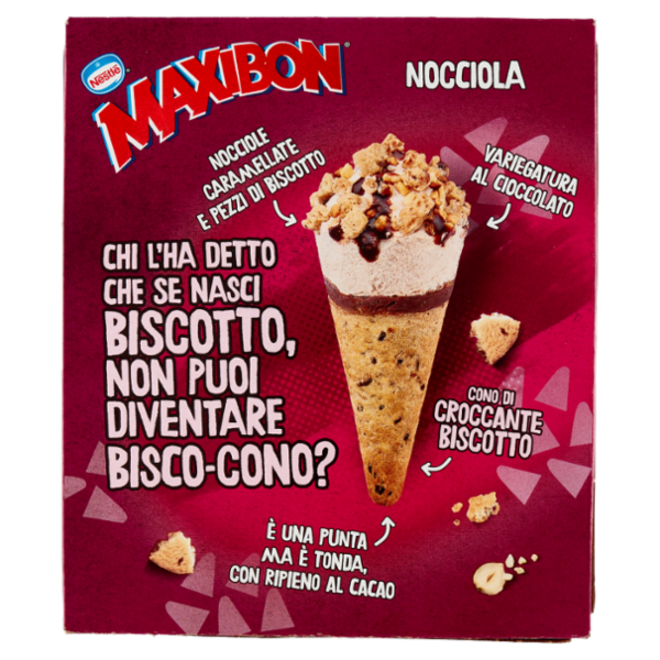 NESTLÉ Maxibon Cono di Croccante Biscotto Nocciola 4 x 71 g