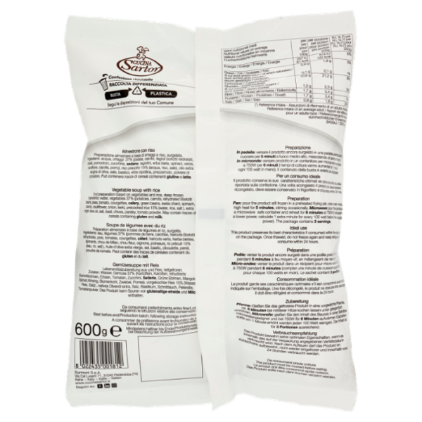 Cucina Sartor Gran Minestrone di Riso e Verdure Surgelato 600 g
