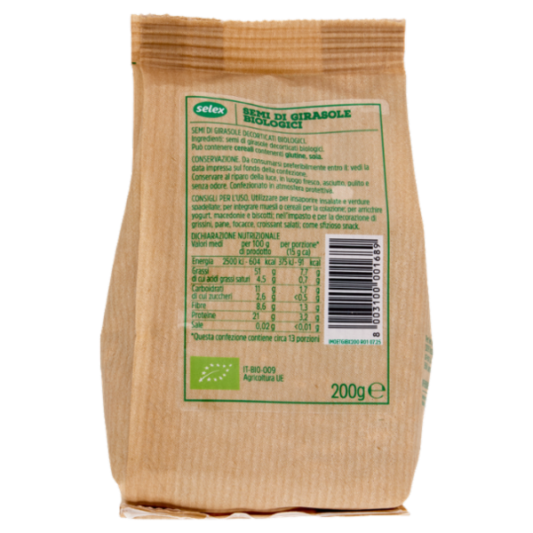 Selex Semi di Girasole Decorticati Biologici 200 g