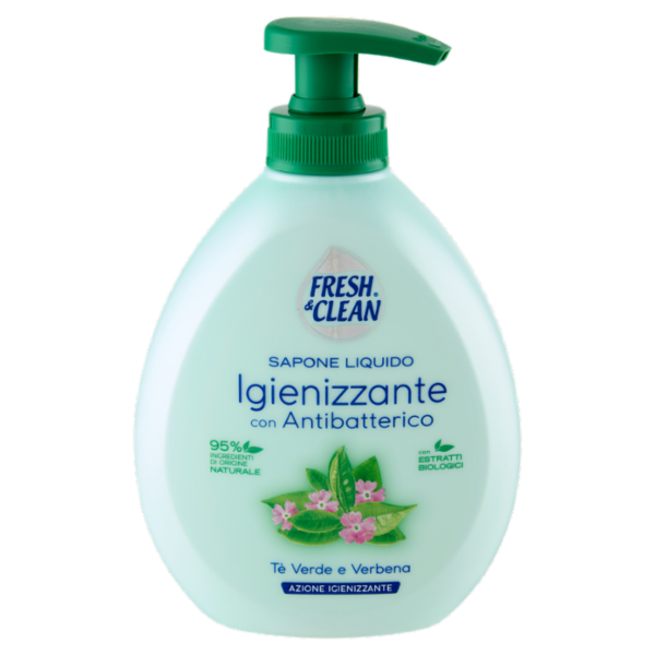 Fresh & Clean Sapone Liquido Igienizzante con Antibatterico Tè Verde e Verbena 300 ml